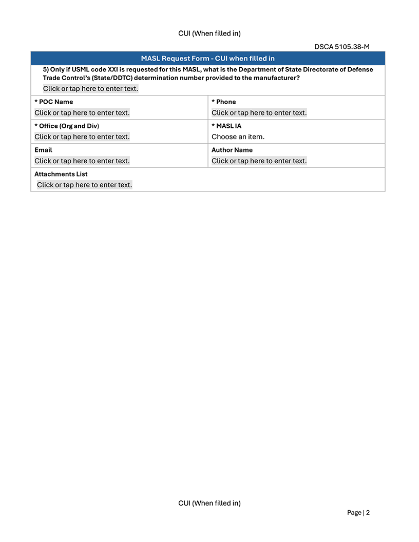 Figure C5.F12. Military Articles and Services List Form and Instruction Sheet